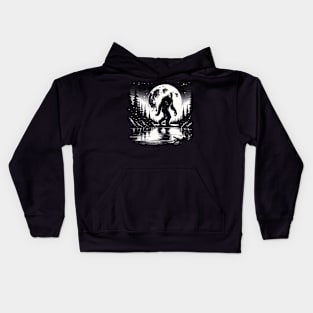 Moon Bigfoot Sasquatch Cool Bigfoot Kids Hoodie